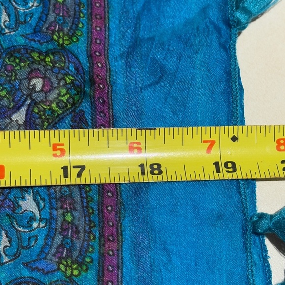 Solitaire Women 100% Silk Scarf Square 38" Bohemian Paisley Gypsy Festival Arts - Picture 8 of 9